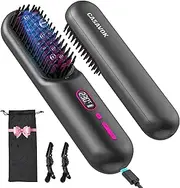 Cordless Hair Straightener Brush for Travel,Mini Hair Straightener Comb with Negative Ion,Portable hot Brush Hair Straightener for Women, Rechargeable 9600mAh Battery, Anti-Scald,12 Temp-Setting