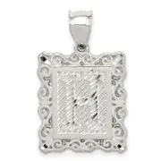 Sterling Silver Square Diamond-Cut Letter H Initial Pendant