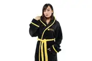 Nirvana Bathrobe Yellow Smile Band Logo Official Black super soft fleece Unisex