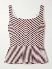[LIBEROWE] LIBEROWE - + The Vanguard Striped Cotton-poplin Peplum Top - medium medium Purple