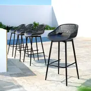 Set of 4 Outdoor Bar Stools Black