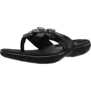 Cloudsteppers by Clarks Womens BrinKley Flora H Black Thong Sandals BHFO 9378