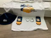 Corona Beer Lot XL Shirt, Bucket Hat, 2 Koozies, 2 Can Openers