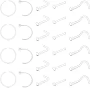 [Zolure] Clear Piercing Retainer Jewelry Clear Nose Studs Rings Clear Septum Lip Cartilage Tongue Rook Daith Ear Industrial Nipple Belly Piercing Jewelry for Work Surgery