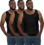 [QORE LOGIQ] Gynecomastia Compression Shirts for Men, Tank Top Slimming Undershirt Body Shaper, Fajas para Hombres, Man Bra 3-pack, Black, Medium