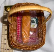 New Doll Vintage Wicker Picnic Basket With Blanket Bread Honey