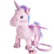 Unicorn Leash Angel Horse Doll Walking And Singing Electric Plush Toy Childrens Gift