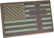 LEGEEON Multicam USA America Flag Crucifix Jesus Christ OCP Christian Crusader Tactical Morale PVC Rubber Fastener