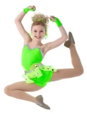 Get It Started GREEN Child X-Small Jazz Tap New Dance Costume Unitard & Gloves