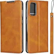 for Samsung Galaxy S20 5G Case(6.2"),Cavor Folio Flip Leather Wallet Phone Case Stand Card Holder Magnetic Closure Clear TPU Bumper Slim Thin Cover Case with Wristlet Strap- Brown