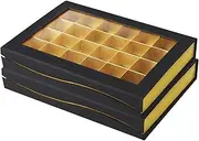 Bumlon Chocolate Box Empty, Truffle Box, Candy Boxes with Magnet Adsorption and Window, Chocolate Container Box for Handmade Cookie, Macaron Valentine, Party Present Cards (24 Grids - 2 Pack)