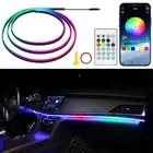 RGB LED Car Interior Strip Lights Music Fiber Optic Ambient Lighting Tube 5V