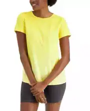 NWT! Ideology Womens Sz S Rapidry Short Sleeves Crew Neck Mesh T-Shirt Top Lemon