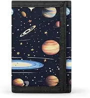 [SKTNBM] Trifold Wallet,Solar Family Print Slim Wallet,front Pocket Wallet,best Men's Trifold Wallet,slim And Sleek for Men And Women, Black, One Size, Modern, Black, One Size, Modern