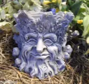 Latex log face planter mold w/plastic backup concrete plaster mould 4.5" x 4.25"