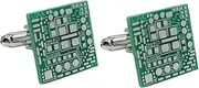 [rockible] 2x Green Circuit Board Cufflinks for Valentine'S Day Father's Day