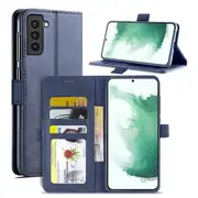 For Samsung Galaxy S22+ /S22 Plus SupRShield Wallet Leather Card Holder Flip Protective Shockproof Magnetic Case Cover (Navy Blue)