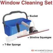 Window Cleaning Tools - Bucket, Slimline Squeegee, T- Bar Sponge
