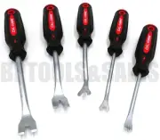 5pc TRIM PANEL REMOVAL TOOL SET TRIM FASTENER U-SQUARE & V-NOTCH DOOR PANEL PRY