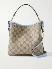 [Gucci] Gucci - Gg Emblem Leather-trimmed Printed Coated-canvas Bucket Bag - Beige - One size One size Neutrals