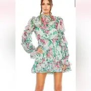 NWT Mac Duggal Long-Sleeve Ruffled Mini Dress Size 10