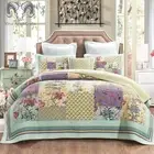 Patchwork Bedspread Quilt Set Oversized King (Touch Floor Size)- Reversible B...