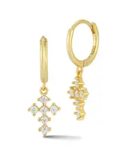 Glaze Jewelry 14K Over Silver CZ Cross Hoops