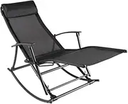 Garden Chair Garden Rocking Chair Steel and Textilene Black Patio Seating