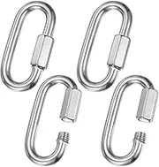 uxcell 4-Pack Quick Chain Link Connector, M10 3/8" 316 Stainless Steel D-Shape Locking Repair Chain Links for Swing/Camping/Hiking/Backpack, Twist Key Ring Screw Chain Link [Silver]