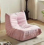 TheOtherShore Pink Velvet Orthopedic Floor Sofa, 45D High-Resilience Memory Foam Lounge Chair for Adults & Kids, Lounge Sofa for Bedroom, Living Room, Dorm, or Gaming, Pet-Friendly, Space-Saving