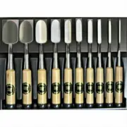 Ouchi rushing chisel Shirakashi core with handle 10-piece set with paulownia box