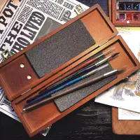 在飛比找蝦皮購物優惠-一溪馬蒂尼mairtini實木水彩筆盒收納盒上漆裝筆盒水彩畫