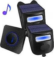 HoneTeek Solar Driveway Alarms, Long Range Outside Weatherproof Alarm System Alarm, Wireless Motion Sensor Detector Alram Indoor, Home Security Alert for Protect Your Property -2 Receiver & 1 Sensors