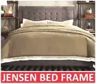 JENSEN KING SINGLE DOUBLE QUEEN KING SIZE GREY / LIGHT BEIGE FABRIC BED FRAME