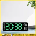 Modern Wall Clock Temperature Date Week Display Clock (Blackshell Green Light) .