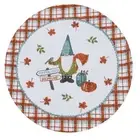 Gnomeland Pumpkin Patch Autumn Fall Plaid Gnome Braided Single Round Placemat