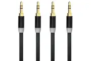 2PK Gecko 1m Flat 3.5mm Male to M AUX Cable Gold Plated Audio Car Phone Cord BLK