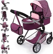 [Bayer Design] 18137AA Doll Pram City Neo with Changing Bag and Shopping Basket, Purple/Pink