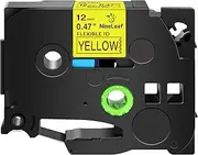 NineLeaf 1PK Compatible for Brother TZe-FX631 TZeFX631 TZ-FX631 TZFX631 Black on Yellow Flexible ID Cable Laminated Label Tapes 12mm 1/2'' x 26.2 ft Work in PT-D210 D400 H110 H100 Label Maker
