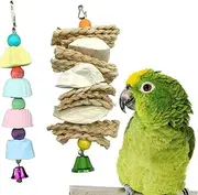 2Pcs Bird Cuttlebone, Parrot Chewing Toy Beak Trimmer Calcium Stone with Bell for Parrots Conures Cockatiels Parrots Budgies African Grey