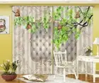 Green Branch Butterflie 3D Curtain Blockout Photo Printing Curtains Drape Fabric