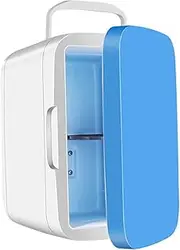 8-Can Portable Car Refrigerator and Warmer, 8L Mini Refrigerator, Ac/dc Thermoelectric Cooler, Cooling Fan, Portable Carrying Handle, Skin Care Drinks, Personal Refrigerator for Office Dormitory blue