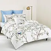 Ted Baker Highgrove Cotton 2 Piece Comforter Set with Shams, Twin, White/Vines