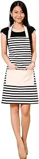 Cotton Canvas Women's Apronwith Pocket Kitchen Cooking Aprons for Women Professional Chef Apron for Cooking,grill and Baking Black and White Stripe