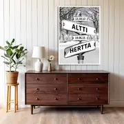[Namly Design] Poster - Crossroad signs / Personalised with Name and Date / Snow