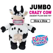 Large Crazy Cow Dog Pet Bite Toy Chew Play Training Squeaky Interactive Plush