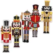[jojofuny] 5Pcs Replaceable Clothes Patches Nutcracker Soldier Design Decorative Embroidery Applique for Coats Hats Bags for DIY Clothing Repair and Embellishment