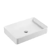 605*405*115mm Poseidon Ultra Slim PA6140 Gloss White Ceramic Rectangle Above Counter Basin