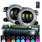 4" RGB Halo Ring Round LED Fog Light APP Control Front Bumper Headlight For JEEP
