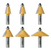 6-Piece Chamfer Router Bits Set - 1/2 Inch Shank, Durable Carbide Cutting Tools